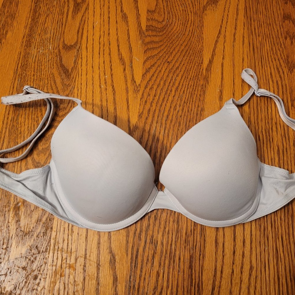 TWO Victoria's Secret Pink Bras- Set of two 32C push up bras, one black one blue